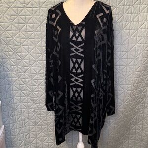 MISHA COLLECTION Black Velvet Burnout Pattern Tunic